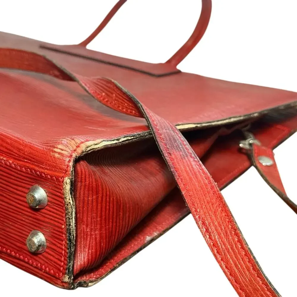 Vintage I Ponti Firenze Red Epi Leather Briefcase Bag Handbag Italy AS IS